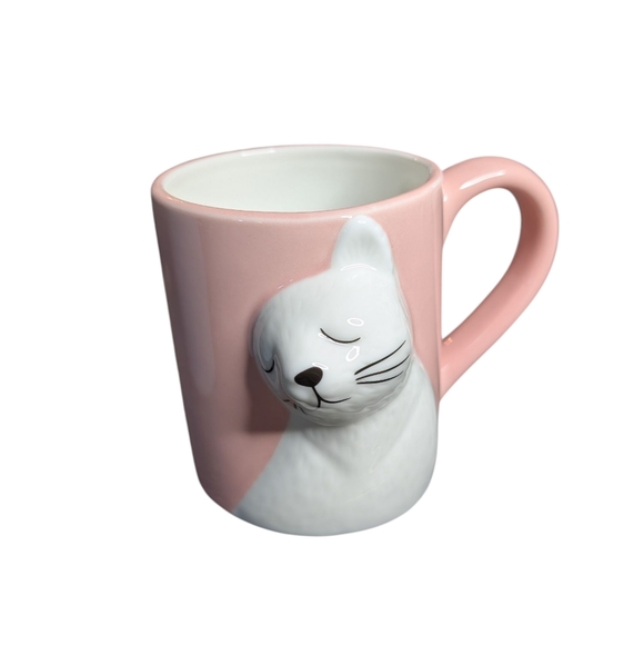 Cat Couple Set of Two Coffee Mugs Kissing Cats Pink and Blue Ceramic Mugs - Picture 4 of 16